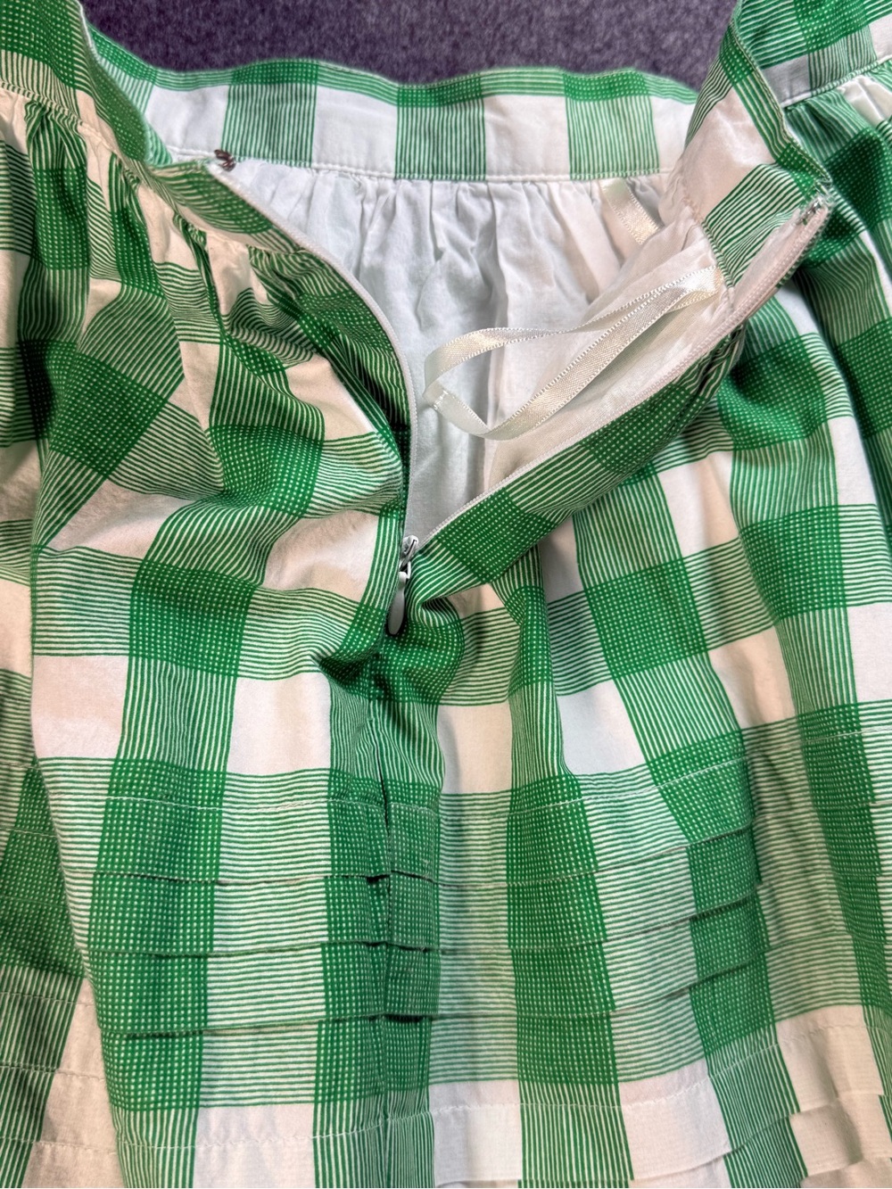 Tommy Hilfiger Kelly Green White Gingham Pleated A Line Skirt Size 6 Preppy - Picture 9 of 11